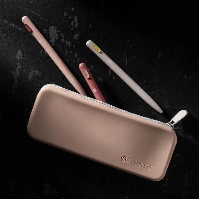 Alt view image 3 of 6 - DIVERSEBEE Soft Silicone Pencil Case, Pencil Pouch with Zipper (Almond) | Aesthetic Pen Bag for School, Bible Study Journaling Supplies and Accessories, Cute Pencil Organizer