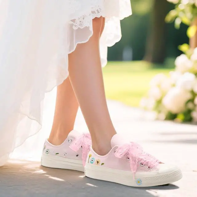 Alt view image 7 of 7 - Flat Lace Shoelaces for Women: 2 Pairs 2.3CM Wide Lacy Shoe Laces | Lace Fancy Designs, Soft and Elastic, Free Cut for DIY Decorations