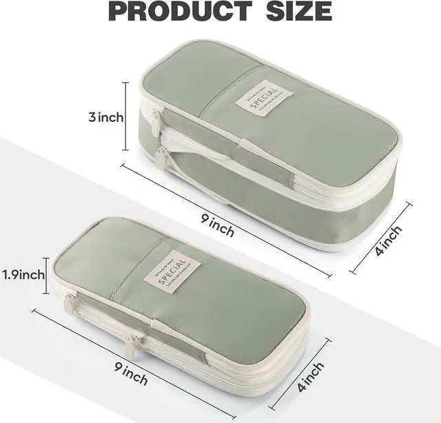 Alt view image 2 of 7 - Large Capacity Pencil Case with Zipper, Aesthetic Pencil Pouch, Portable Stationery Organizer Bag for Teen and Adults, Big Pencil Bag for College, Office, Travel