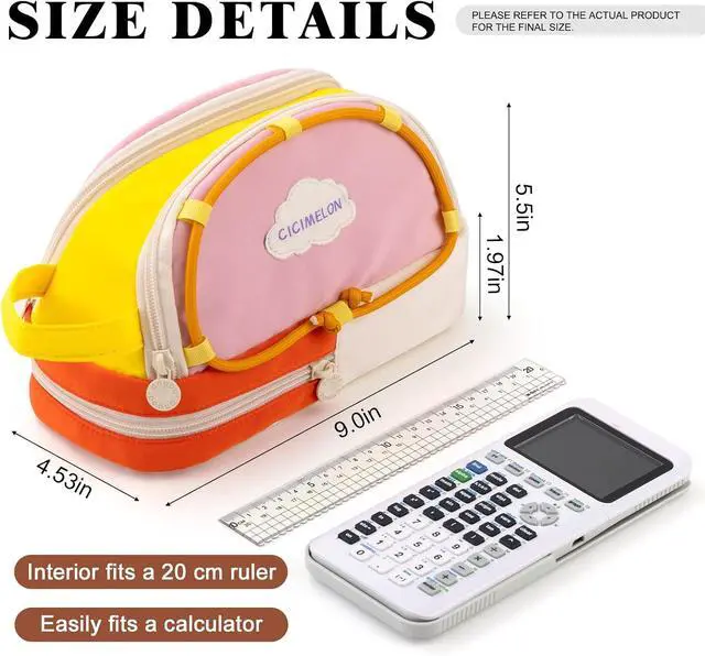 Alt view image 3 of 6 - CICIMELON Large Capacity Pencil Case, Cute Aesthetic Pencil Pouch with 3 Compartments, Big Pencil Bag Organizer for School Supplies, Pen Holder for Kids, Girls, Boys, Students