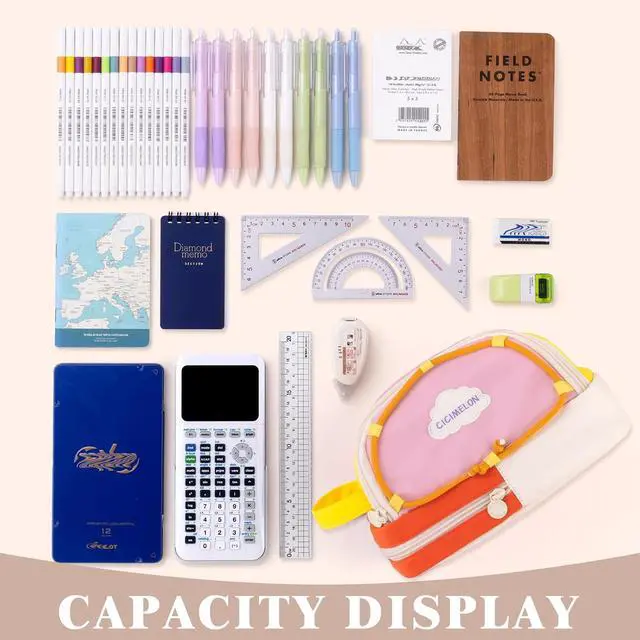 Alt view image 6 of 6 - CICIMELON Large Capacity Pencil Case, Cute Aesthetic Pencil Pouch with 3 Compartments, Big Pencil Bag Organizer for School Supplies, Pen Holder for Kids, Girls, Boys, Students