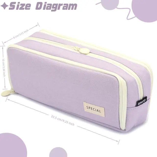 Alt view image 2 of 7 - Large Capacity Special Aesthetic Pencil Case Organizer with 3 Compartments, Big Preppy School Pencil Pouch Bag for Girls Women Adults, Pencil Holder Pen Pouch Cases (Purple 2)