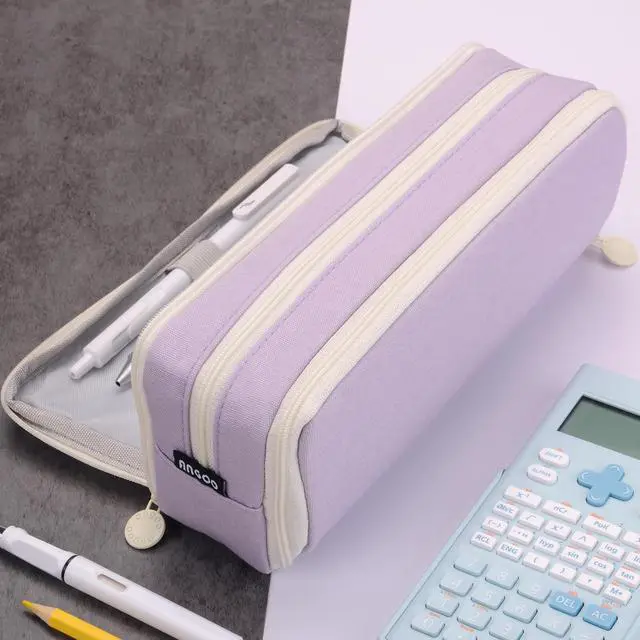 Alt view image 7 of 7 - Large Capacity Special Aesthetic Pencil Case Organizer with 3 Compartments, Big Preppy School Pencil Pouch Bag for Girls Women Adults, Pencil Holder Pen Pouch Cases (Purple 2)