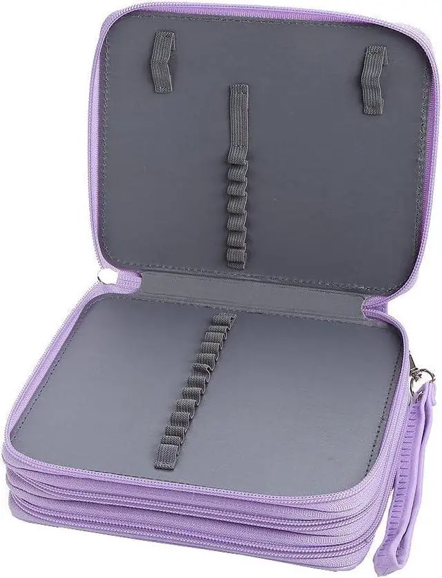 Alt view image 4 of 6 - 72 Slots Pencil Case Organizer w/Removal Handle Strap | 3-Layer Zipped Pencils Box Large for Colored Pencils Watercolor Pencils for Office and Travel for Artist