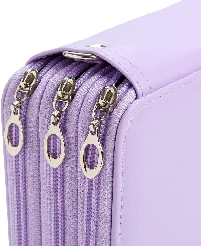 Alt view image 5 of 6 - 72 Slots Pencil Case Organizer w/Removal Handle Strap | 3-Layer Zipped Pencils Box Large for Colored Pencils Watercolor Pencils for Office and Travel for Artist