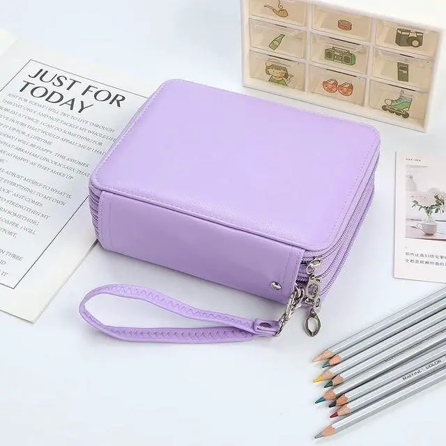 Alt view image 6 of 6 - 72 Slots Pencil Case Organizer w/Removal Handle Strap | 3-Layer Zipped Pencils Box Large for Colored Pencils Watercolor Pencils for Office and Travel for Artist