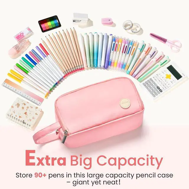 Alt view image 4 of 7 - Sooez Pencil Case, Large Pencil Pouch Pencil Bag with Pull-Out Organizer | For Quick Access, Cute Pencil Case with Sturdy Zipper, Aesthetic School Supplies for Girls Boy Women, Green