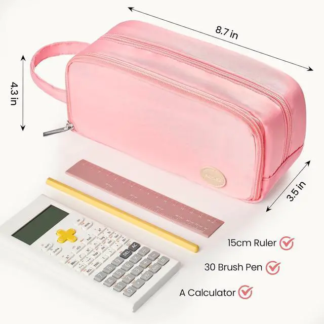 Alt view image 6 of 7 - Sooez Pencil Case, Large Pencil Pouch Pencil Bag with Pull-Out Organizer | For Quick Access, Cute Pencil Case with Sturdy Zipper, Aesthetic School Supplies for Girls Boy Women, Green