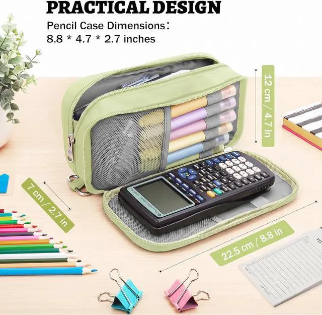 Alt view image 4 of 7 - Pencil Case Big Capacity Pen Pouch Large Storage Holder Marker Pen Bag Durable 3 Compartment School Office Desk Organizer Portable Cute Zipper Stationery for Kids Teen Student Boys Girls Adults