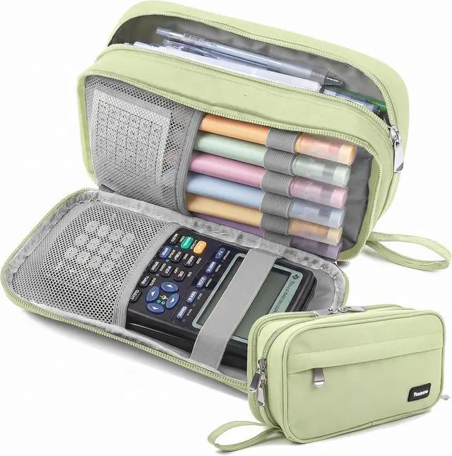 Main image of Pencil Case Big Capacity Pen Pouch Large Storage Holder Marker Pen Bag Durable 3 Compartment School Office Desk Organizer Portable Cute Zipper Stationery for Kids Teen Student Boys Girls Adults