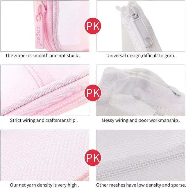 Alt view image 5 of 7 - EASTHILL Grid Mesh Pen Pencil Case with Zipper Clear Makeup Color Pouch Cosmetics Bag Multi-Purpose Travel School Teen Girls and Boys Transparent Stationary Bag Office Organizer Box for Adluts(Pink)