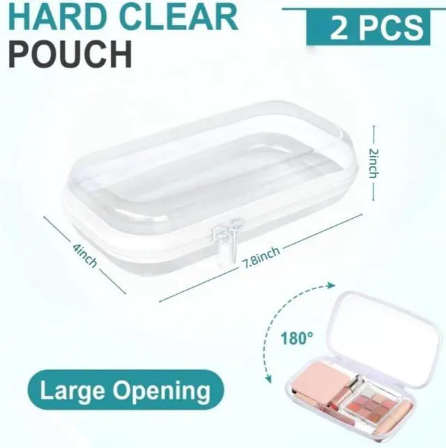 Alt view image 2 of 6 - Thickened Clear Hard Shell Zipper Case,Professional-Grade Plastic Clear Zipper Pencil Case, Toiletry Pouch, Travel Organizer, Cosmetic Bag, Toy Storage Bins (2PCS-S)