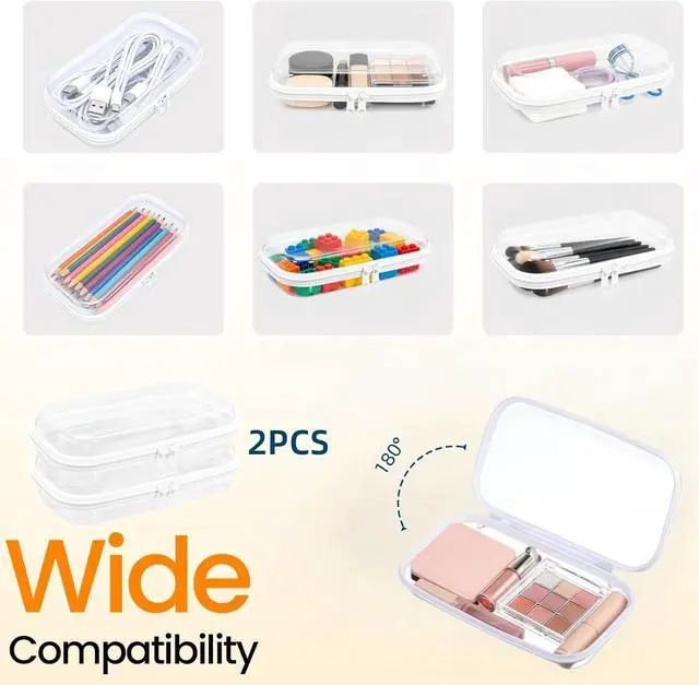 Alt view image 5 of 6 - Thickened Clear Hard Shell Zipper Case,Professional-Grade Plastic Clear Zipper Pencil Case, Toiletry Pouch, Travel Organizer, Cosmetic Bag, Toy Storage Bins (2PCS-S)