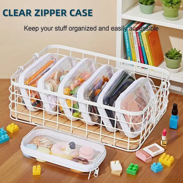 Alt view image 4 of 6 - Thickened Clear Hard Shell Zipper Case,Professional-Grade Plastic Clear Zipper Pencil Case, Toiletry Pouch, Travel Organizer, Cosmetic Bag, Toy Storage Bins (2PCS-S)
