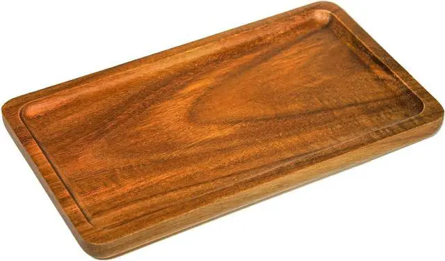 Main image of Salt and Pepper Grinder Wood Tray, Kitchen Seasoning Bottle Stand Holder Countertop Organizer, Rustic and Small Rectangle Serving Platter Dining Table Protector Home Decor