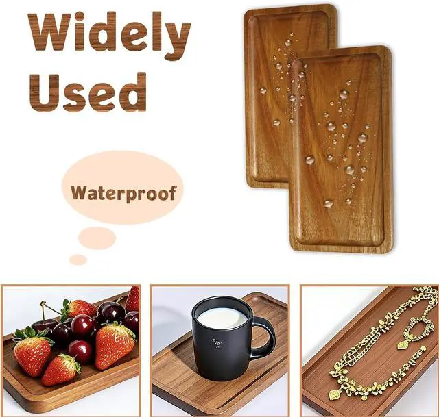 Alt view image 6 of 7 - Salt and Pepper Grinder Wood Tray, Kitchen Seasoning Bottle Stand Holder Countertop Organizer, Rustic and Small Rectangle Serving Platter Dining Table Protector Home Decor