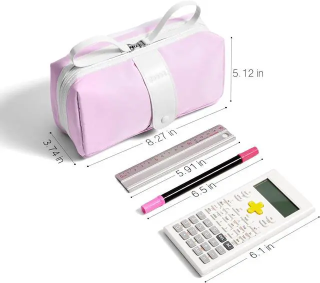 Alt view image 6 of 7 - Sooez Big Capacity Pencil Case, Extra Large Pencil Pouch with Zipper Pocket | Wide Opening Pencil Bag, Portable Stationery Pouch, Cute School Office Supplies for Teens Girls Adults, Purple