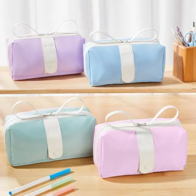 Alt view image 5 of 7 - Sooez Big Capacity Pencil Case, Extra Large Pencil Pouch with Zipper Pocket | Wide Opening Pencil Bag, Portable Stationery Pouch, Cute School Office Supplies for Teens Girls Adults, Purple