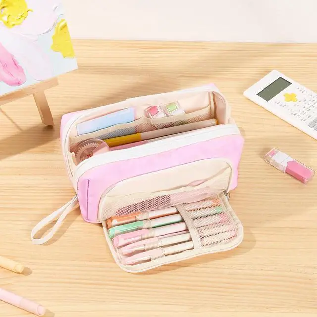 Alt view image 7 of 7 - Sooez Big Capacity Pencil Case, Extra Large Pencil Pouch with Zipper Pocket | Wide Opening Pencil Bag, Portable Stationery Pouch, Cute School Office Supplies for Teens Girls Adults, Purple