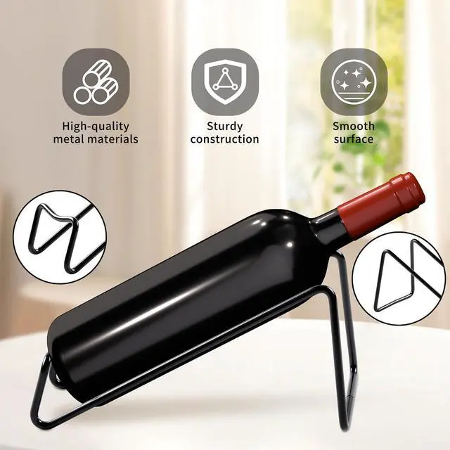 Alt view image 2 of 7 - TONLEA Countertop Wine Rack, 2 Pcs Wine Bottle Holder, Metal Small Wine Rack, Tabletop Wine Storage Stand for Cabinet, Pantry, Bar, Black