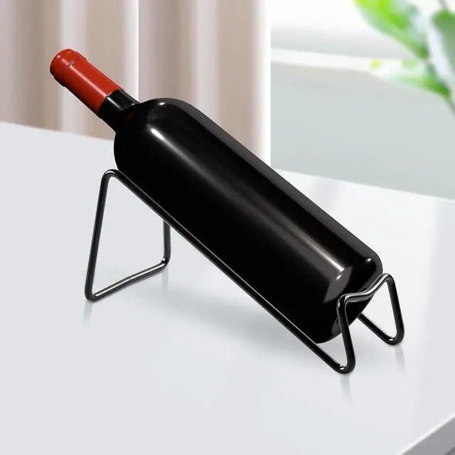Alt view image 5 of 7 - TONLEA Countertop Wine Rack, 2 Pcs Wine Bottle Holder, Metal Small Wine Rack, Tabletop Wine Storage Stand for Cabinet, Pantry, Bar, Black