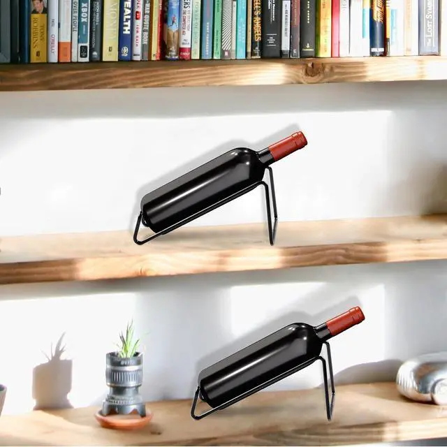 Alt view image 6 of 7 - TONLEA Countertop Wine Rack, 2 Pcs Wine Bottle Holder, Metal Small Wine Rack, Tabletop Wine Storage Stand for Cabinet, Pantry, Bar, Black