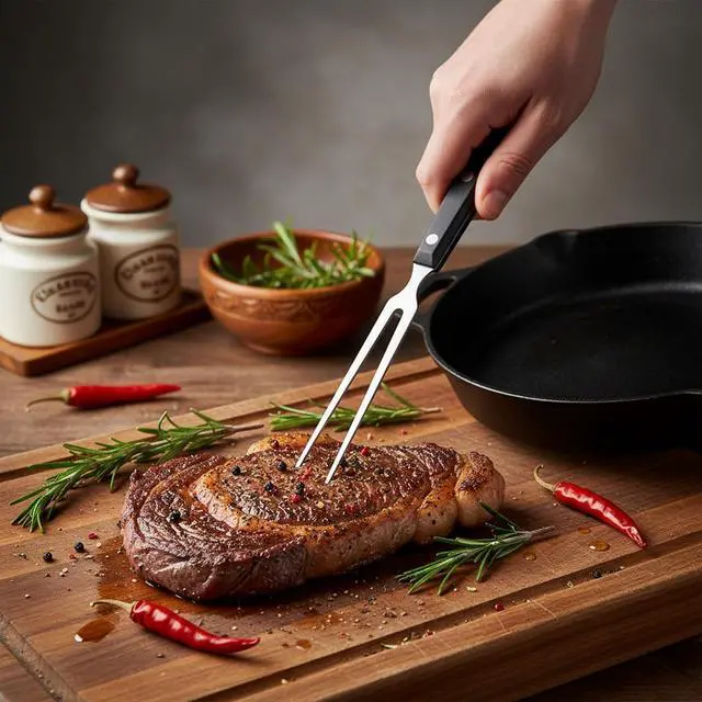 Alt view image 6 of 7 - Carving Fork for Meat, Grill Serving Forks Heavy Duty Two Prong Meats Forks Two Prong Stainless Steel Meat Fork with Long Heat Resistant Handle for Slicing Serving Roasts, BBQ Kitchen Grill Essential