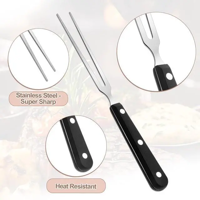 Alt view image 3 of 7 - Carving Fork for Meat, Grill Serving Forks Heavy Duty Two Prong Meats Forks Two Prong Stainless Steel Meat Fork with Long Heat Resistant Handle for Slicing Serving Roasts, BBQ Kitchen Grill Essential