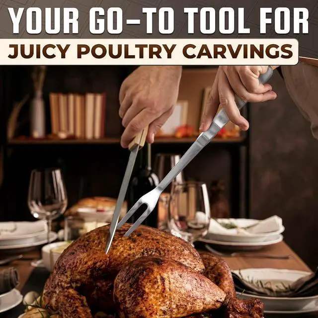 Alt view image 6 of 7 - Meat Fork 2 Prongs, 11 In, 430 Stainless Steel, for Cooking & Serving | Meat Carving Fork for Cooking, Grilling and Roasting; Long Handle; Rust-Resistant & Polished Surface, One-Piece Construction
