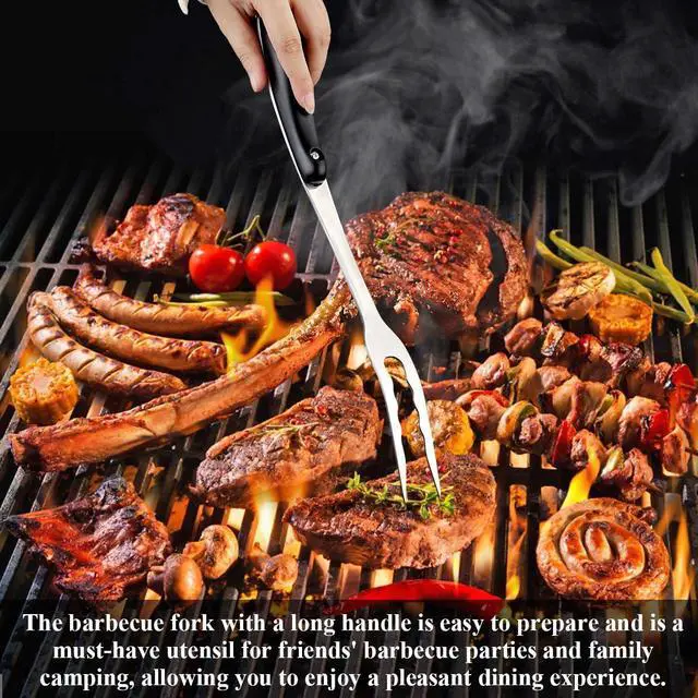 Alt view image 6 of 7 - Meat Fork, Heavy Duty Stainless Steel Carving Cooking Fork, Grill Serving Fork for Slicing & Serving Roasts, Turkey, BBQ Comfortable Non-Slip Grip, Kitchen & Grill Essential