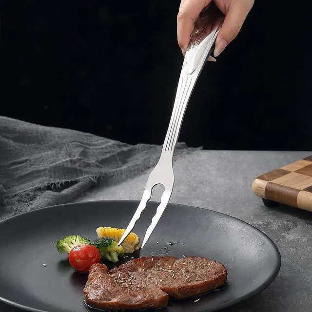 Alt view image 7 of 7 - Meat Fork, Heavy Duty Stainless Steel Carving Cooking Fork, Grill Serving Fork for Slicing & Serving Roasts, Turkey, BBQ Comfortable Non-Slip Grip, Kitchen & Grill Essential