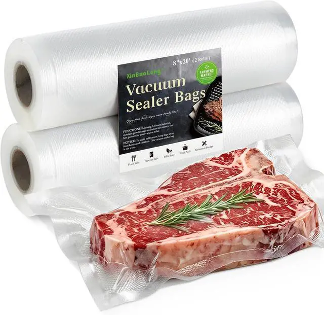 Main image of Kitchen Essentials, Vacuum Sealer Bags Rolls, 8in x 20ft, 2 Pack | Commercial Grade, BPA Free, Customized Size, Sous Vide Cooking, Puncture Prevention, Kitchen Gadgets