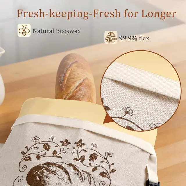 Alt view image 3 of 7 - Beeswax Bread Bags for Homemade Sourdough,2 Pack XL Reusable Bags | Natural beeswax coating keeps bread crusty & fresh. Easy to clean, freezer-friendly, reusable for sourdough, snacks & more.