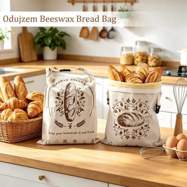 Alt view image 6 of 7 - Beeswax Bread Bags for Homemade Sourdough,2 Pack XL Reusable Bags | Natural beeswax coating keeps bread crusty & fresh. Easy to clean, freezer-friendly, reusable for sourdough, snacks & more.