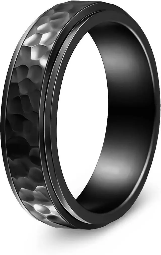 Main image of Mens Fidget Rings Spinner Anxiety Rings for Men Black/Gold/Silver Size 6-13 | Stainless Steel Cool Ring for Him, Anti Stress Ring, Everyday Comfit Wear, Gift for Men