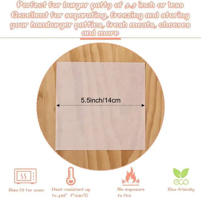 Alt view image 2 of 7 - YQL 5.5x5.5 Inch Square Patty Paper, 300 Count Burger Separator Sheets | Nonstick Burger Press Paper for Patty Separation, Freezer Storage, Baking, Caramel Candy Wrappers and Food Preparation
