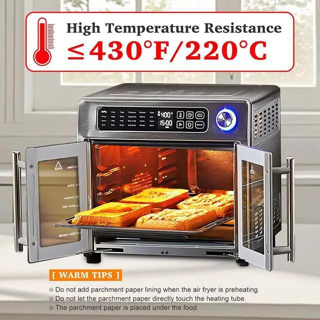Alt view image 6 of 7 - KAWENDE 120 Pcs Air Fryer Liners, 10''x11'' Disposable Compatible with Emeril Lagasse 26 QT French Door 360 Air Fryer, Parchment Paper Sheets for Air Fryer Accessories