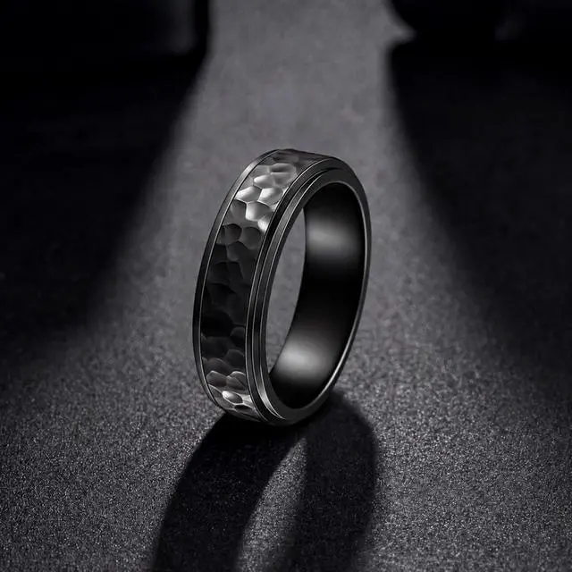 Alt view image 4 of 7 - Mens Fidget Rings Spinner Anxiety Rings for Men Black/Gold/Silver Size 6-13 | Stainless Steel Cool Ring for Him, Anti Stress Ring, Everyday Comfit Wear, Gift for Men