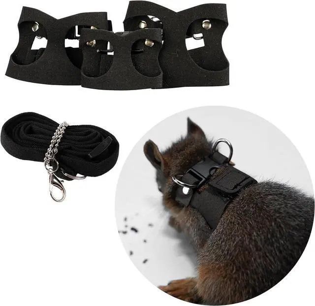 Main image of 3Pcs Rat Harness and Leash, Small Animal Training Walking Vest Leash Adjustable Traction Rope Strap for Squirrel Gerbil Chinchilla Rat (Black)
