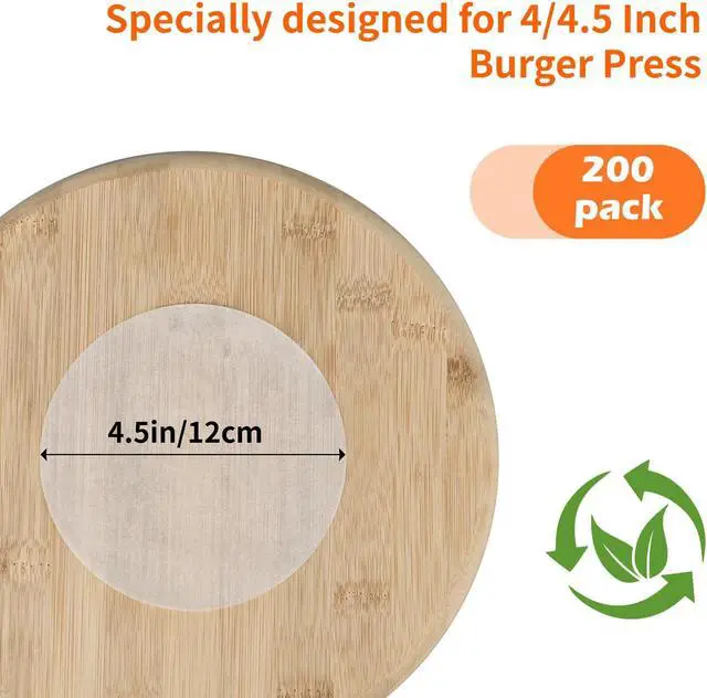 Alt view image 3 of 7 - Precut 4.5 Inch Parchment Sheets for Burger Press - 200pcs Patty Separator & Baking Rounds