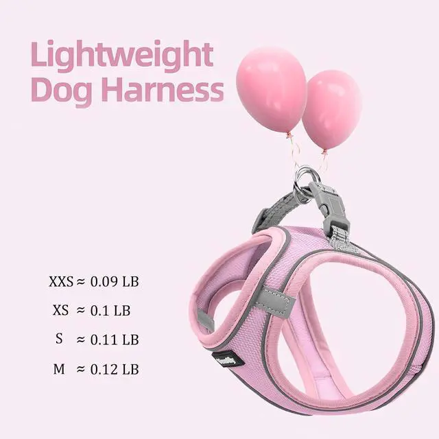 Alt view image 3 of 7 - Sparkly Dog Harness Small Sized and Leash Set for Small Dogs Cats,Pink XXS Puppy Harness, Step in Soft Dog Reflective Vest, Breathable Mesh Pet Harness. (Pink, XXS)