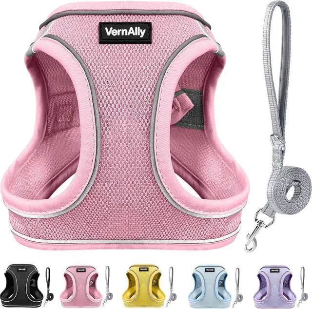 Alt view image 6 of 7 - Sparkly Dog Harness Small Sized and Leash Set for Small Dogs Cats,Pink XXS Puppy Harness, Step in Soft Dog Reflective Vest, Breathable Mesh Pet Harness. (Pink, XXS)