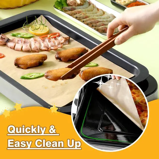 Alt view image 3 of 6 - 100pcs Air Fryer Liners for Midea Flexify French Door Toaster Oven Combo | Non-Stick, Unbleached, Heat Resistant, Easy Cleanup Disposable Parchment Paper, Air Fryer Accessories
