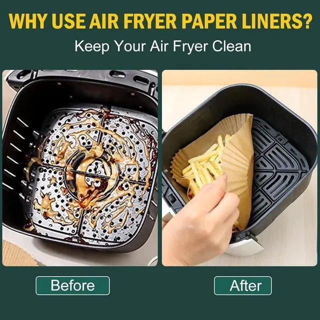 Alt view image 2 of 7 - Air Fryer Disposable Paper Liners Square, Non-Stick Parchment, AirFryer Accessories for Baking Microwave Oven Frying Pan, Oil Proof, Water Proof (125PCS, 6.3inch)