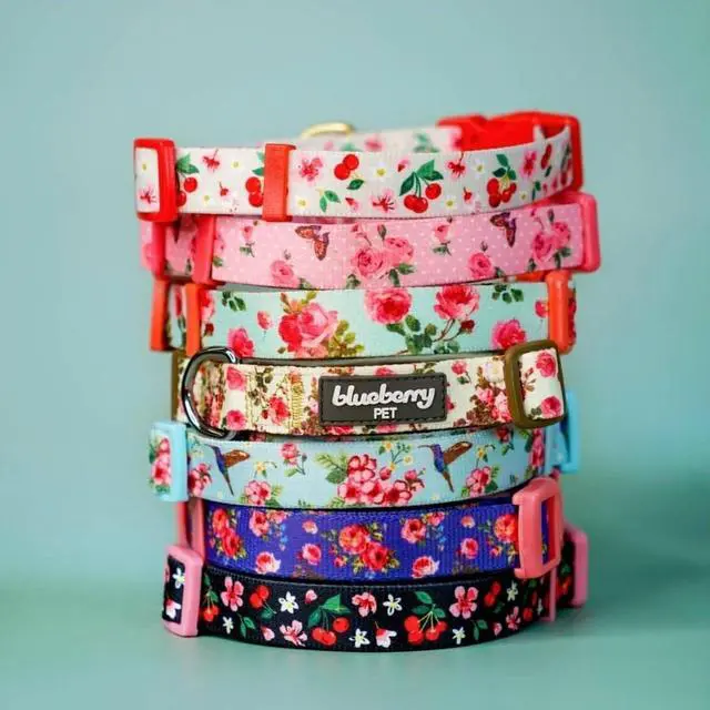 Alt view image 6 of 7 - Blueberry Pet Essentials Spring Scent Inspired Garden Floral Adjustable Dog Collar in Baby Pink, Large, Neck 18"-26"