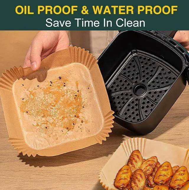 Alt view image 3 of 7 - Air Fryer Disposable Paper Liners Square, Non-Stick Parchment, AirFryer Accessories for Baking Microwave Oven Frying Pan, Oil Proof, Water Proof (125PCS, 6.3inch)