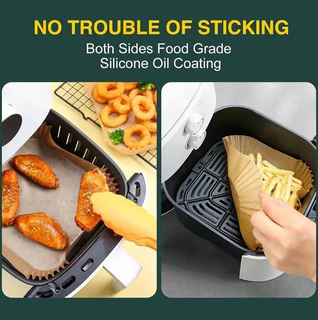 Alt view image 4 of 7 - Air Fryer Disposable Paper Liners Square, Non-Stick Parchment, AirFryer Accessories for Baking Microwave Oven Frying Pan, Oil Proof, Water Proof (125PCS, 6.3inch)