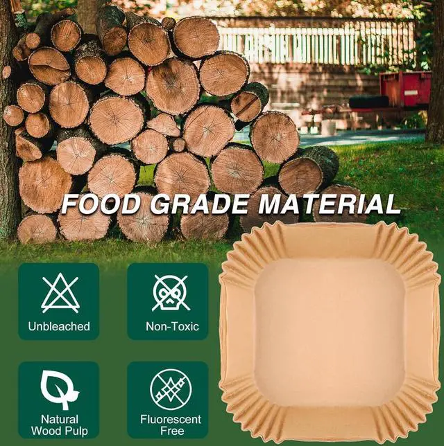 Alt view image 5 of 7 - Air Fryer Disposable Paper Liners Square, Non-Stick Parchment, AirFryer Accessories for Baking Microwave Oven Frying Pan, Oil Proof, Water Proof (125PCS, 6.3inch)