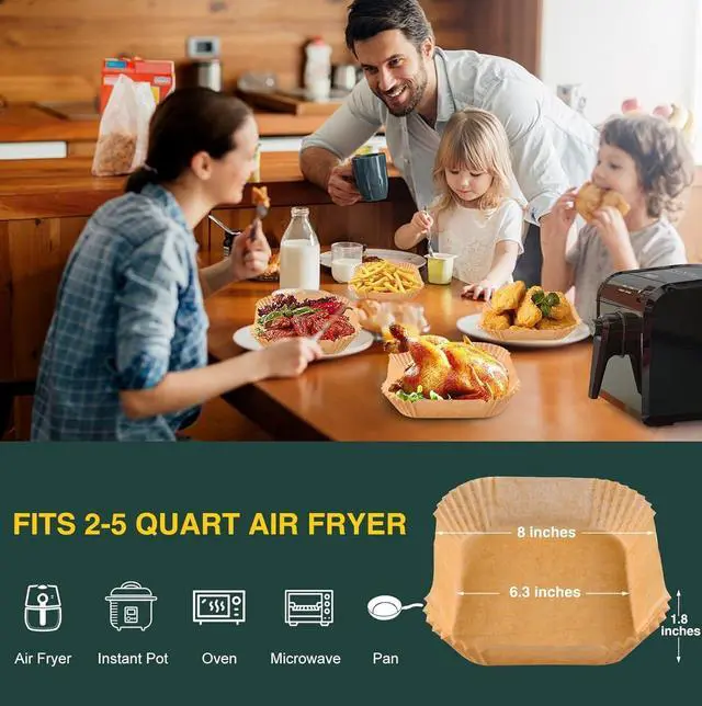 Alt view image 6 of 7 - Air Fryer Disposable Paper Liners Square, Non-Stick Parchment, AirFryer Accessories for Baking Microwave Oven Frying Pan, Oil Proof, Water Proof (125PCS, 6.3inch)