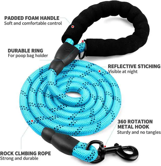 Alt view image 4 of 7 - COOYOO Dog Leash 5/6 FT with Comfortable Padded Handle and Highly Reflective Threads for Small Medium and Large Dogs